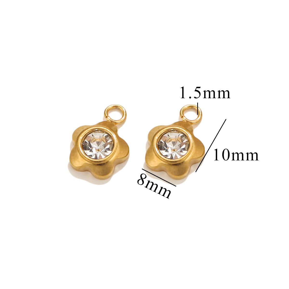 Gold color / 1 Piece Fashionable Simple Style Flower Shape Stainless Steel  Gold Color Inlay Zircon Women's Pendant Picture8